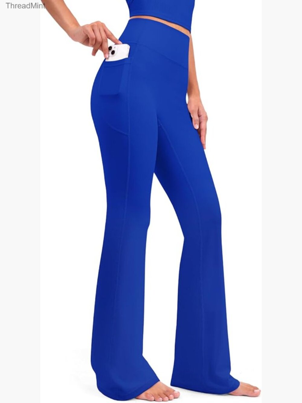 Flare Leggings with Pockets High Waisted No Front Seam Buttery Soft Yoga Pants